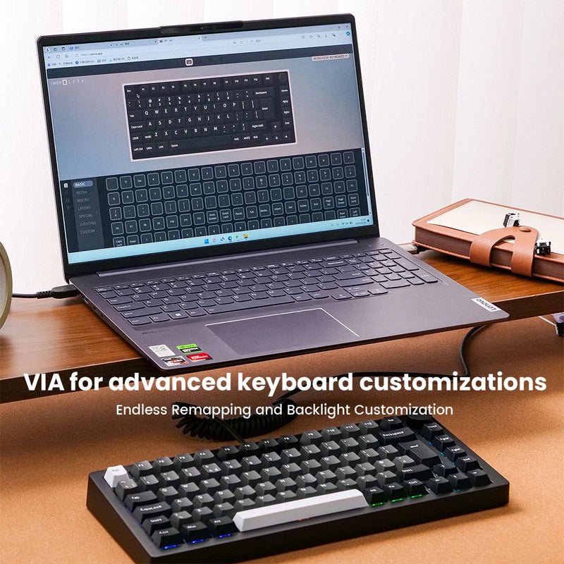 Akko MonsGeek M1 V5 Tri-mode Mechanical Keyboard VIA 75% ANSI/ISO 3/5 Pins Customized Hot-swappable RGB Rapid Disassemble Gasket