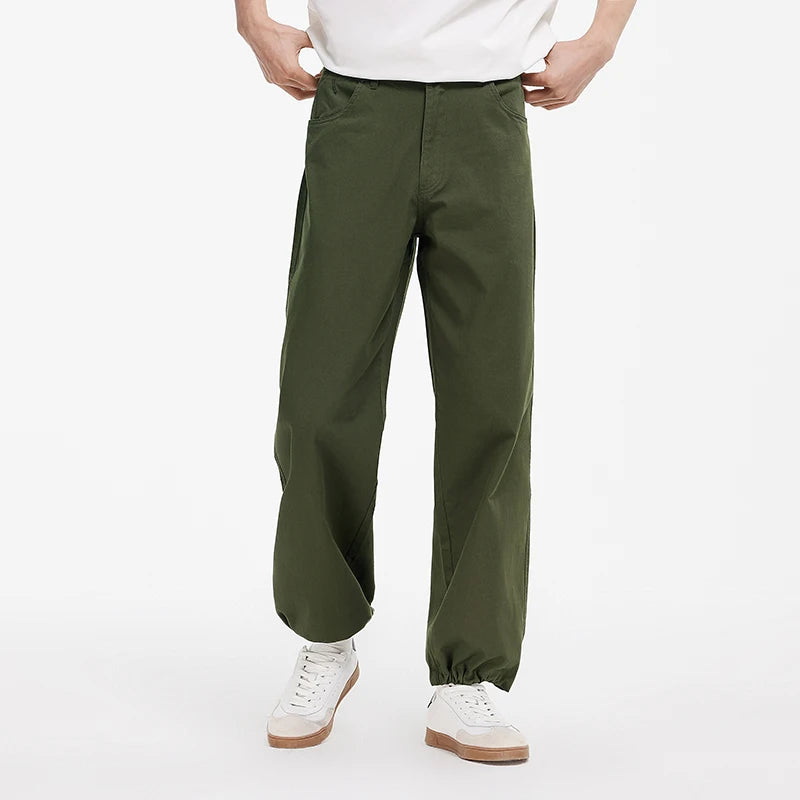 Semir Casual Pants Men Loose Straight Fit Drapey Solid Color Cotton Long Pants 2025 Summer Simple Versatile Trousers