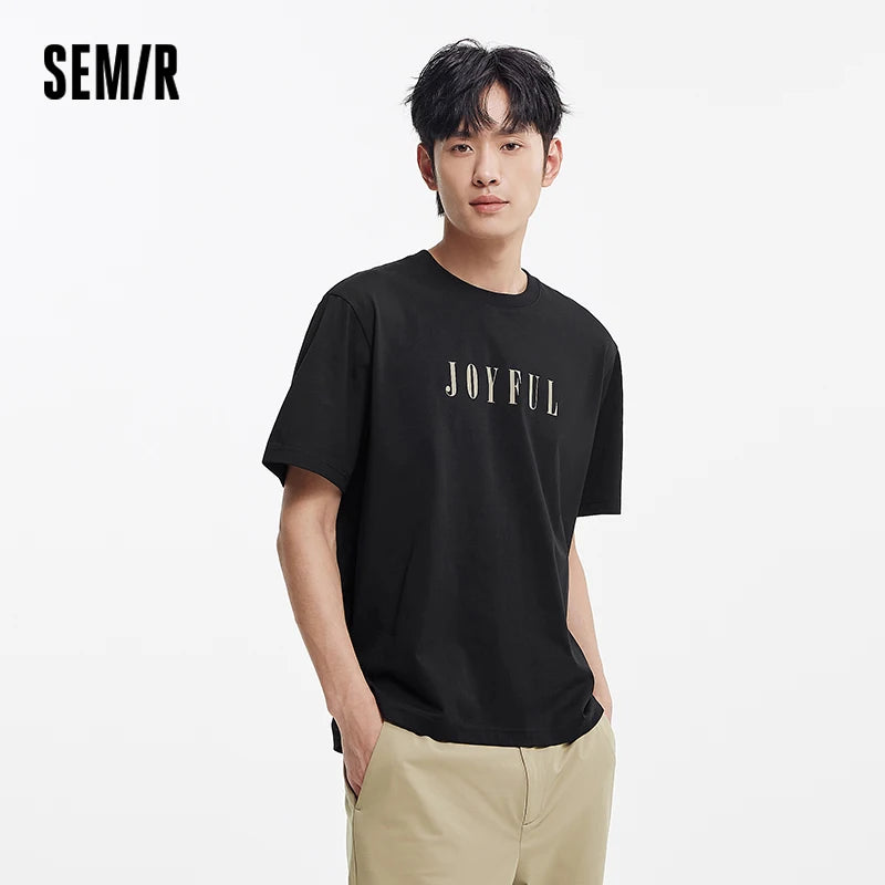 Semir Mens Tshirt 2026 Knitted Inner Wear Printed Crew Neck New Style Versatile Casual Soft Daily Wear