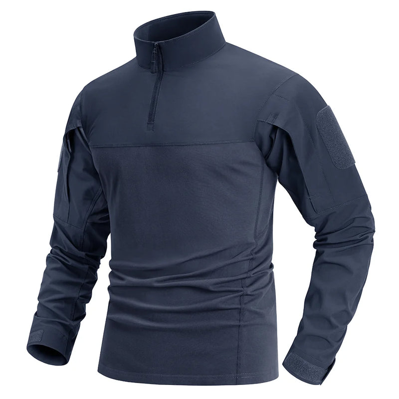TACVASEN 1/4 Zip T-shirts Lightweight Men's Long Sleeve Safari Wear Resistant Outdoor Training Work Shirts Pullover Tops Male