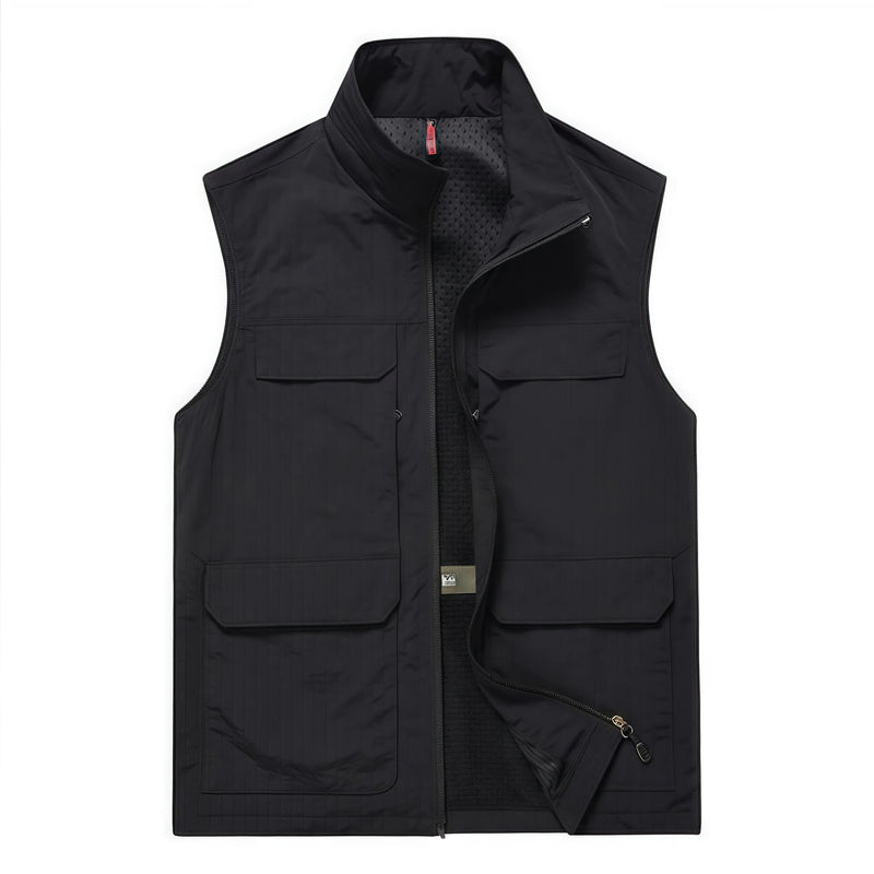 Men's Casual Multi-Pocket Jacket Summer Breathable Net Fishing and Photography Outerwear Business Advertising Vest