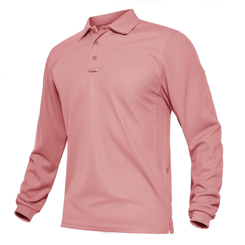 TACVASEN Summer Long Sleeve Performance Quick Drying Polos T-shirts Mens Office Shirt Golf Team Work Shirts Casual Tops