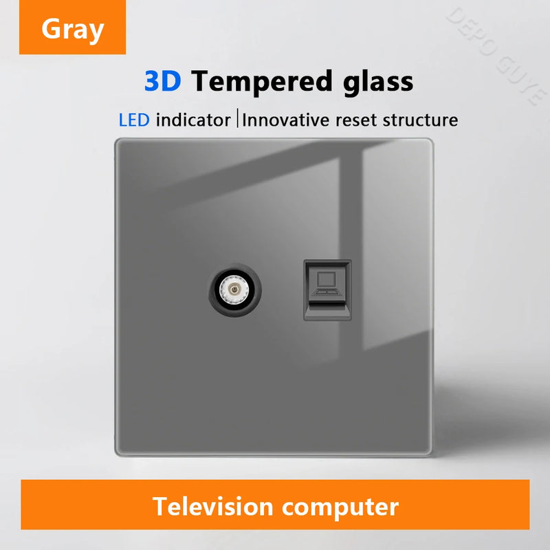 Wall Light Switch Panel LED Indicator UK EU FR Universal USB C Electrical Socket Piano Key Self-reset Wall Switches TV Computer