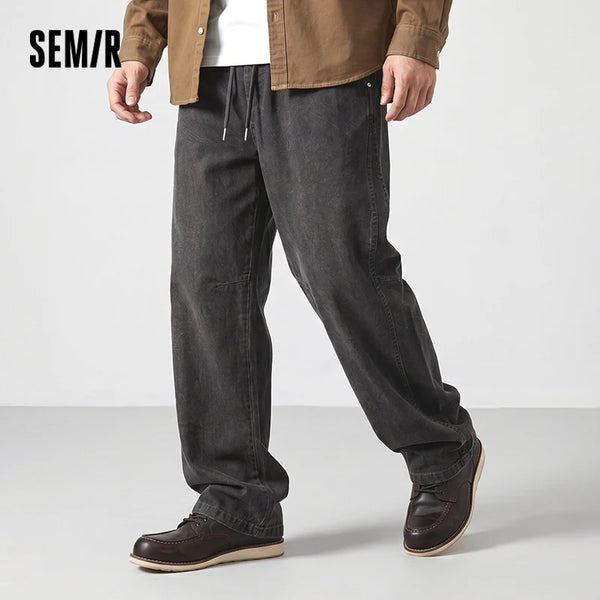 ខោបុរស Semir កប្បាសជើងកោងខ្សែចងចង្កេះយឺតរលុងស្ទីលធម្មតាខោរដូវស្លឹកឈើជ្រុះពាក់ប្រចាំថ្ងៃ 2026