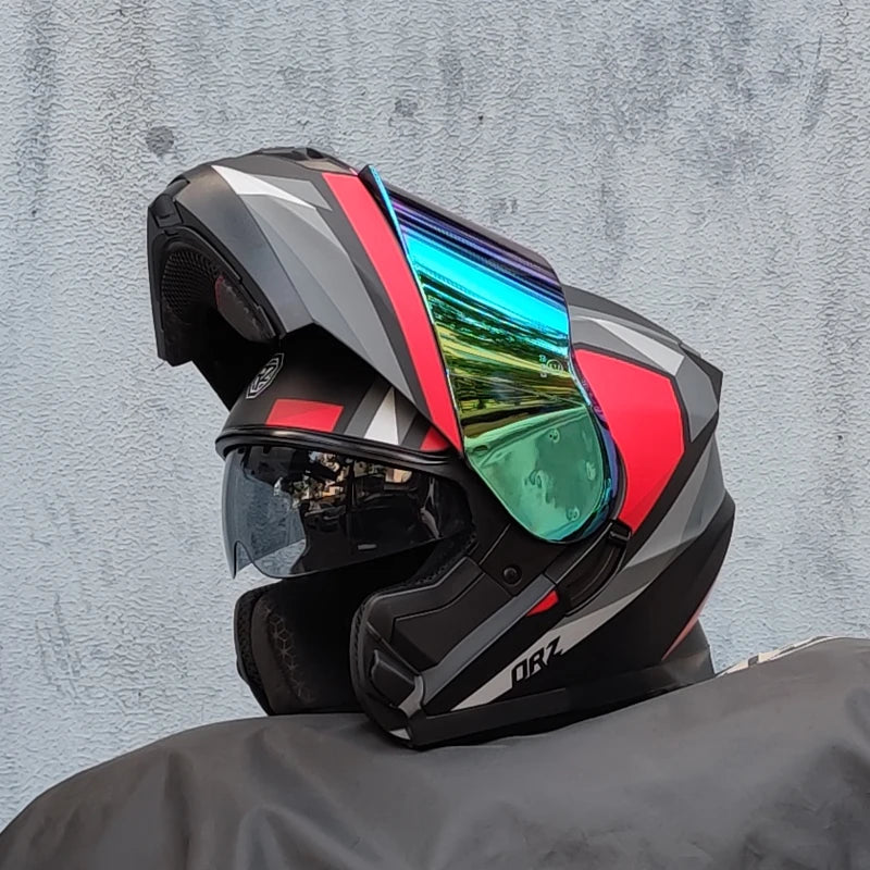 ORZ-162 motorcycle helmet, modular flipped full face helmet, long-distance off-road helmet with built-in sunshade