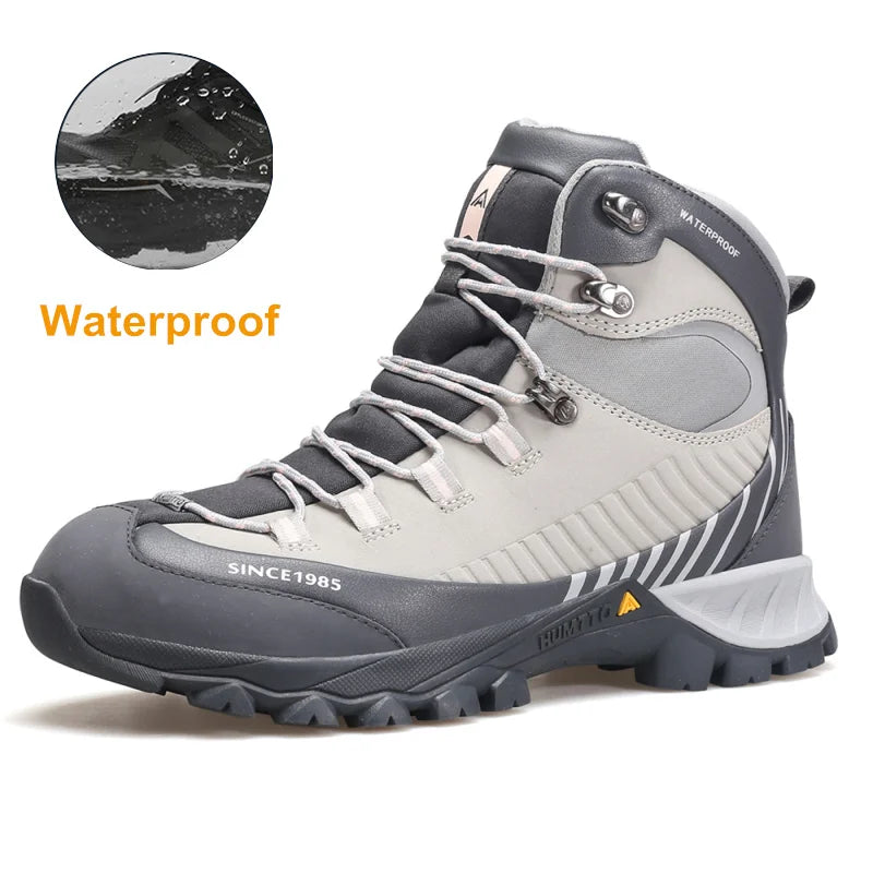 HUMTTO Waterproof Trekking Shoes Womens Luxury Designer Hiking Boots for Women Outdoor Climbing Sneakers New Leather Ankle Boots