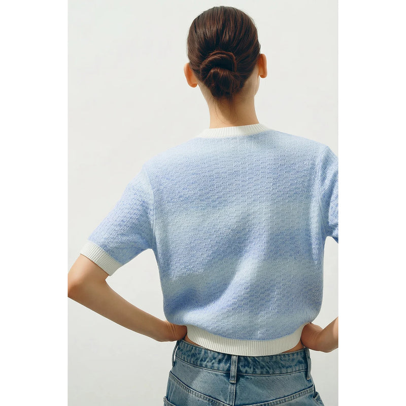 Amii V-Neck Women’s Cardigan 2026 Summer New Elegant Short Sleeve Breathable Knitted Top Casual Cropped Cardigans Lady 12642191