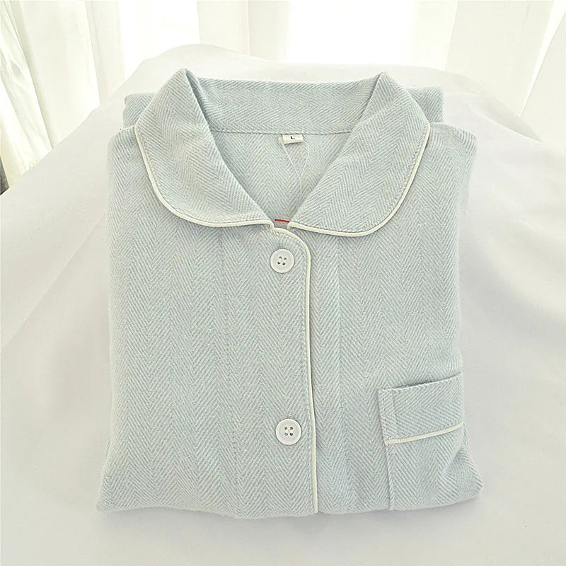 100% Cotton Spring Autumn Long Sleeve Couple Pajamas Loose Two-piece Suit Lounge Home Wear Sleeping Women Pyjamas Femme Sets