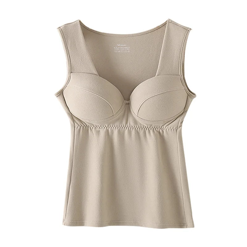 Thermal Vest German Velvet Chest Pad Underwear Bottoming Shirt Women Autumn Winter Sleepwear Top One Piece Pajamas Lingerie