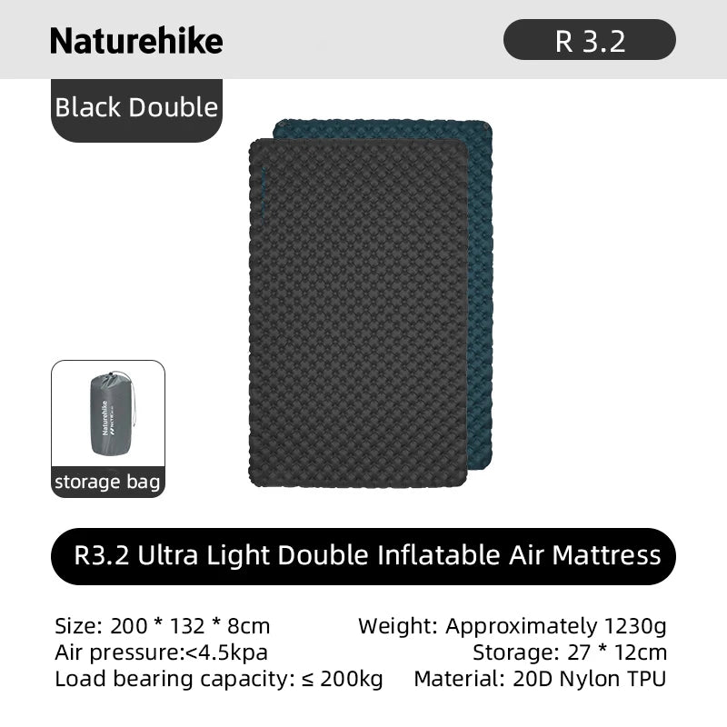 Naturehike Inflatable Mattress R3.2 R3.5 Air Bed Outdoor Camping Travel Ultralight Portable Moisture-proof Mat Sleeping Pad