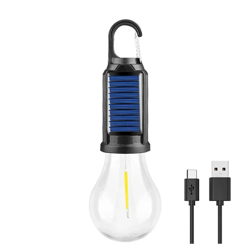 Solar Powered LED Camping Lamp USB Charging LED Lighting Lantern Waterproof Portable Handheld Lamp for Outdoor BBQ Camping
