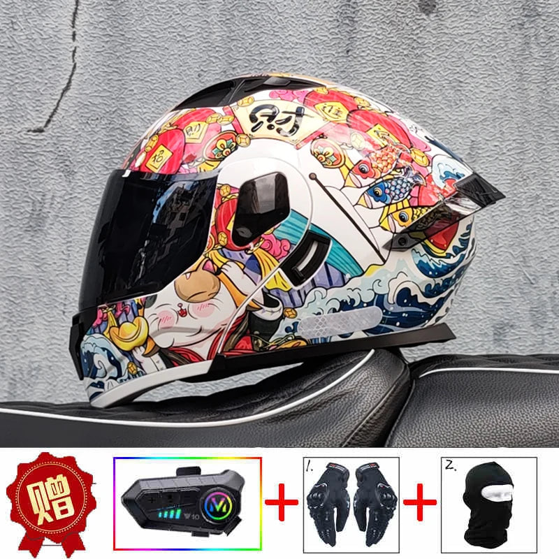 ORZ high-quality motorcycle professional racing flip helmet ABS material modular dual lens Bluetooth helmet DOT certification