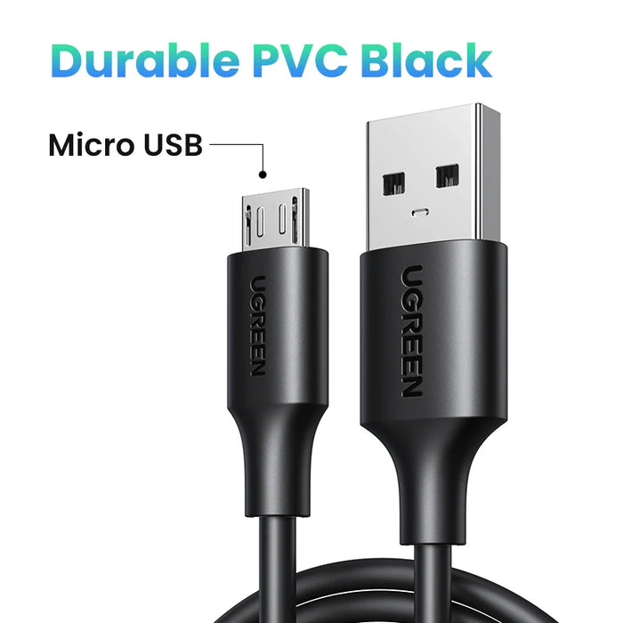Ugreen Micro USB Cable 3A Nylon Fast Charging USB Type C Cable for Samsung Xiaomi HTC USB Charger Data Phone Cable Quick Charge Micro USB PVC Black CHINA