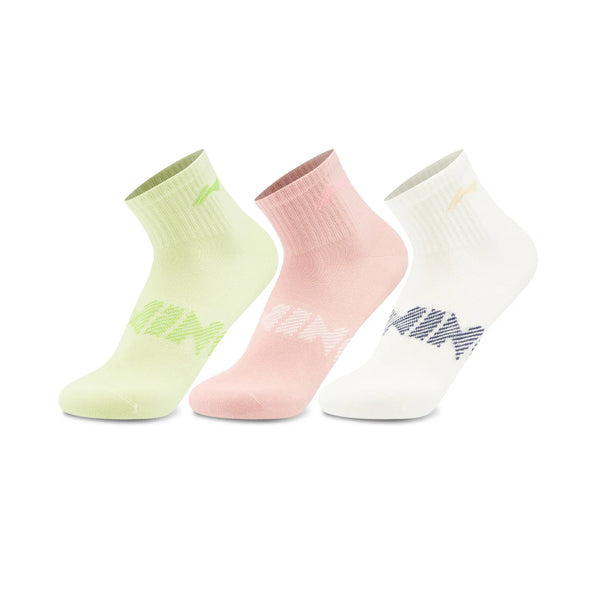 ស្រោមជើង Li-Ning Unisex ៣គូ រចនាបថកីឡា 57% កប្បាស 23.8% អាគ្រីលីក 17.1% ប៉ូលីអាមីត 2.1% អេឡាស្ទីន ស្រោមជើង LiNing ប្រវែង 22-28សង់ទីម៉ែត្រ AWTW007