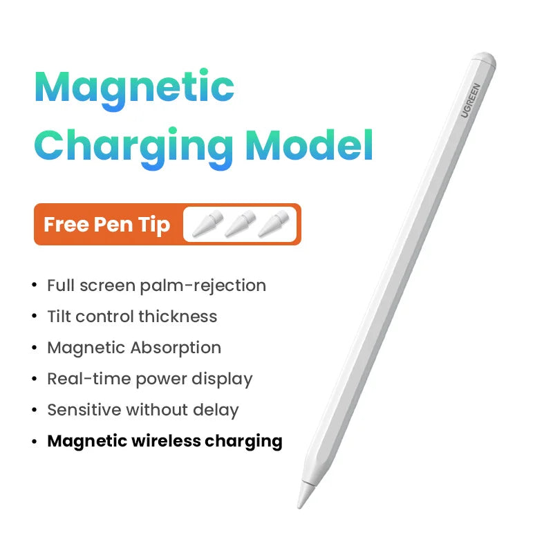 UGREEN Stylus Pen for Apple Pencil Magnetic Wireless Charging Bluetooth Palm Rejection Tilt Pens Long Battery Life for iPad Pro