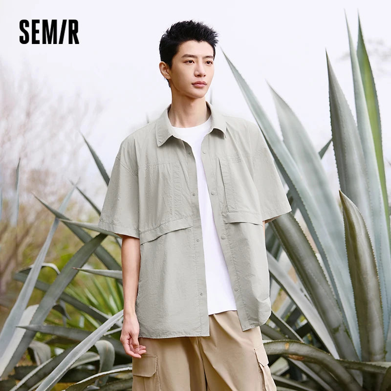 Semir Men Shirt UV Protection Cool Feeling Loose Lapel Short Sleeve Outdoor Casual Top 2026 Soft Comfortable Fashion Daily Wear