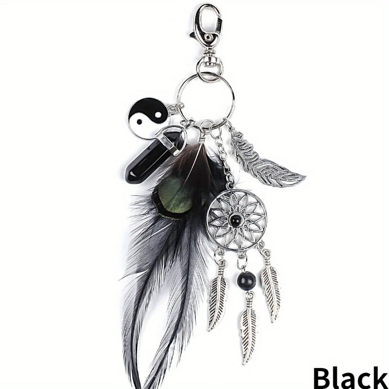 Best Valentine's Day Gift! Maiden Dream Catcher Bohemia Style Key Ring Pendant Artificial Feather Key Chain Bag Decor Tassel