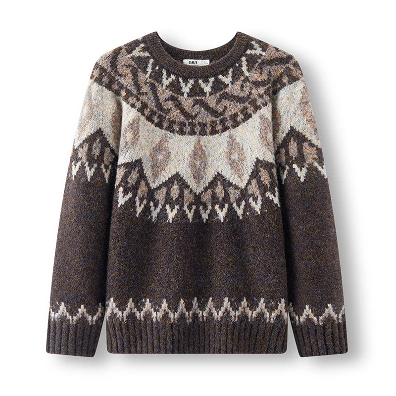 Semir Knitted Sweater Men Winter Iridescent Yarn Fair Isle Jacquard 2025 New Couple Retro Pullover Sweater Men'S Clothing