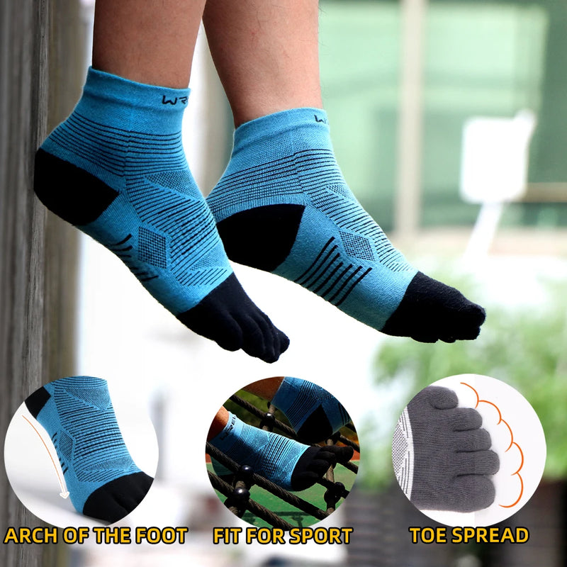 WRELS 1/3pairs Toe Socks COOLMAX Five Finger Socks Athletic Running Grip Quick Dry Breathable Performance 5 Finger Sports Socks