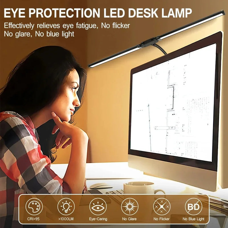ចង្កៀងតុ LED ដែលអាចបន្ថយពន្លឺបាន ៥ ពណ៌ ក្បាលពីរ ការពារភ្នែក ចង្កៀងម៉ូនីទ័រកុំព្យូទ័រ ចង្កៀងតុ USB ចង្កៀងអានសម្រាប់ចង្កៀងការិយាល័យ