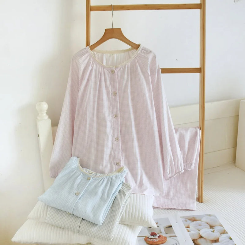 Women's 2-piece Loungewear Suit Long Sleeve Top and Pants Nightwear Home Clothes Casual Spring Autumn Sleepwear Female Clothing