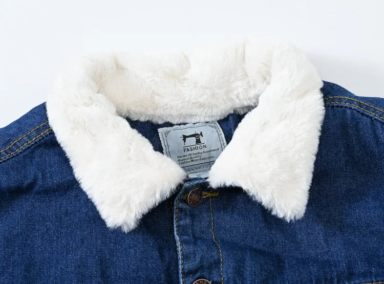 2026 Winter Deep Blue Women's Fleece-Lined Thickened Denim Jacket, Shearling-Lined Warm Casual Jacket. European Sizes S-XXXL