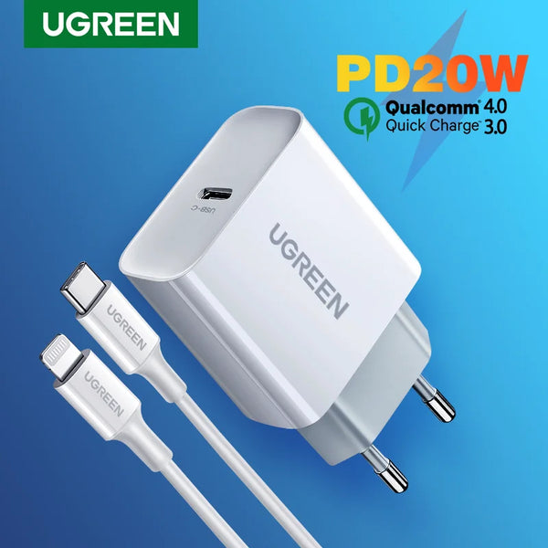 ឆ្នាំងសាក UGREEN Quick Charge 4.0 3.0 QC PD ឆ្នាំងសាក 20W QC4.0 QC3.0 USB Type C ឆ្នាំងសាកលឿនសម្រាប់ iPhone 17 16 15 Pro Xiaomi Phone PDCharger
