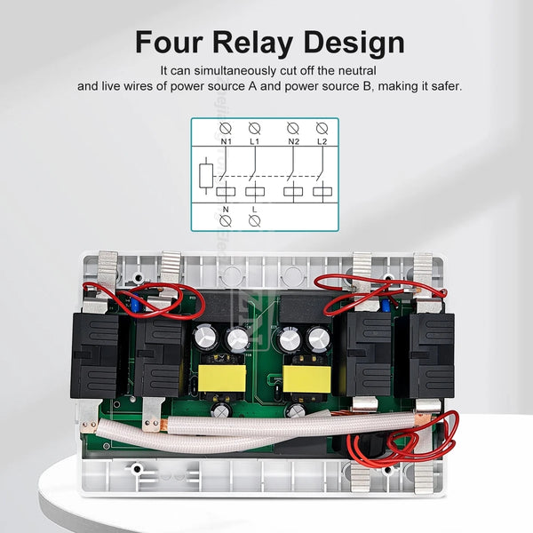 TOMZN Dual Power Automatic Transfer Switch Relay Over Under Voltage Current Protection with LED Display and Overload Cut Off