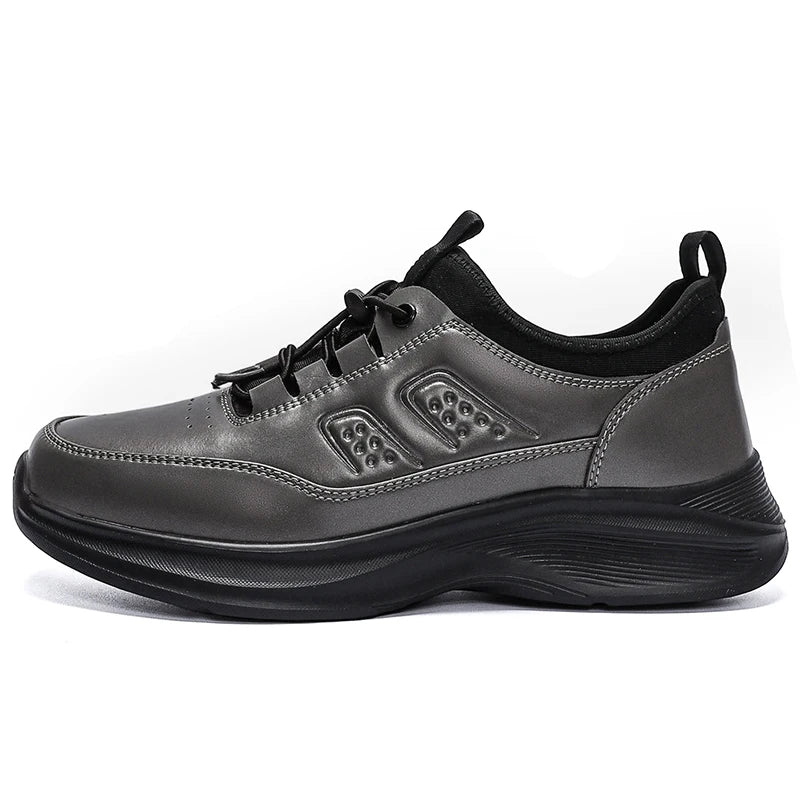 Men Sneakers Fashion Lace Up Wear-resistant High-quality Leather Sneakers Spring Thick Soled Non Slip Casual Shoes Large Size