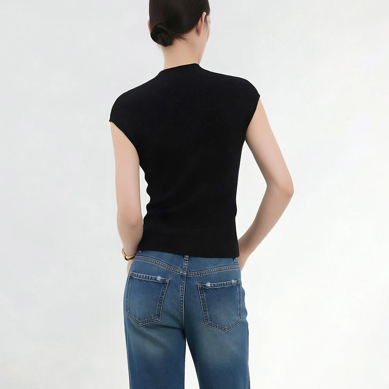 Amii Women's T-shirt 2026 Summer New Mock Neck Acetate Stretch Dolman Sleeve Basic Versatile Casual Women's Tee Shirt 12622223