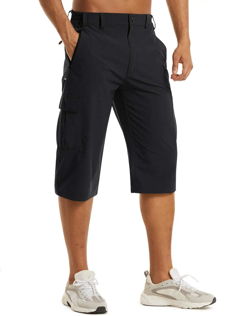 TACVASEN Mens Cargo Below Knee Length 3/4 Long Shorts Summer Breathable Outdoor Capri Pants Twill Work Pants With Multi Pocket