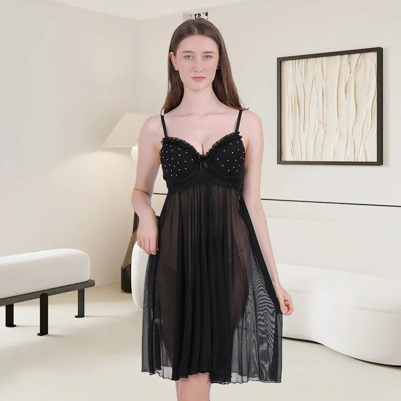 Nightgown Women New Sexy Lace Sleepwear Night Dress Mesh Summer Nightshirt Slim Sling Sleep Shirt Female Vestido