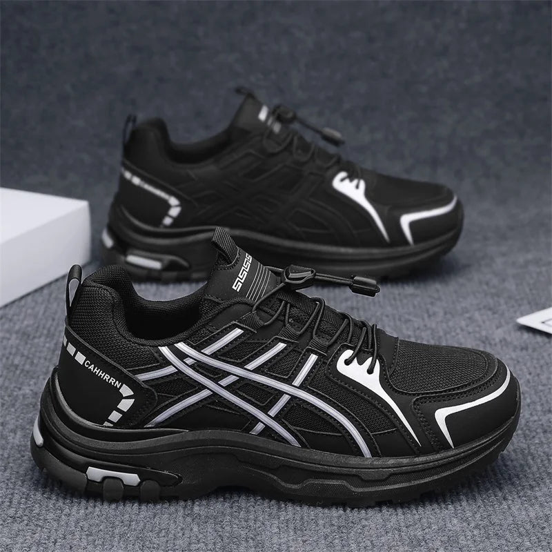 Mens Walking Shoes 2025 New Lace Up Mesh Breathable Wear-resistant Outdoor Sports Four Season Sports Leisure Sneakers for Men