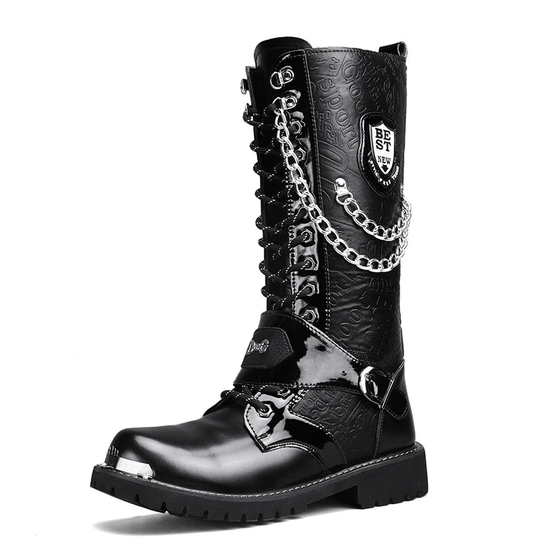 Men's high top motorcycle boots spring summer fashion outdoor collision resistant anti slip soft sole casual cross-country boots