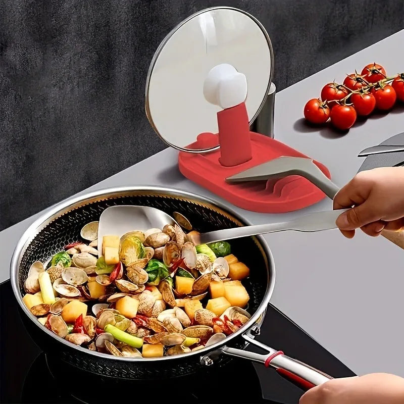1pc Pot Lid Rack, Christmas Gift Foldable Spatula/Scoop Rack, Cutlery Organizer, Shelf Spoon Pad,Kitchen Storage Accessories.
