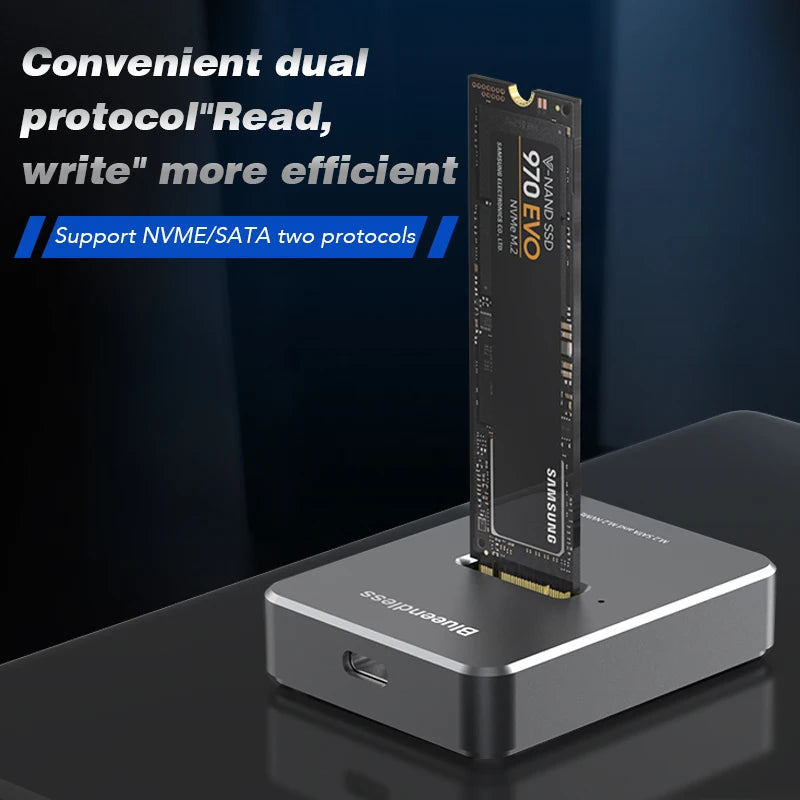 ស្ថានីយ៍ចត Blueendless M2 NVMe M Key USB M 2 USB C SSD Case NVMe និង NGFF HDD SSD Docking Station រឹងមាំ