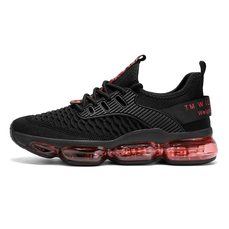 Men Sports Shoes Fashionable Lace Up Mesh Breathable Casual Running Shoes Comfortable Soft Sole Rebound Street Tennis Shoes