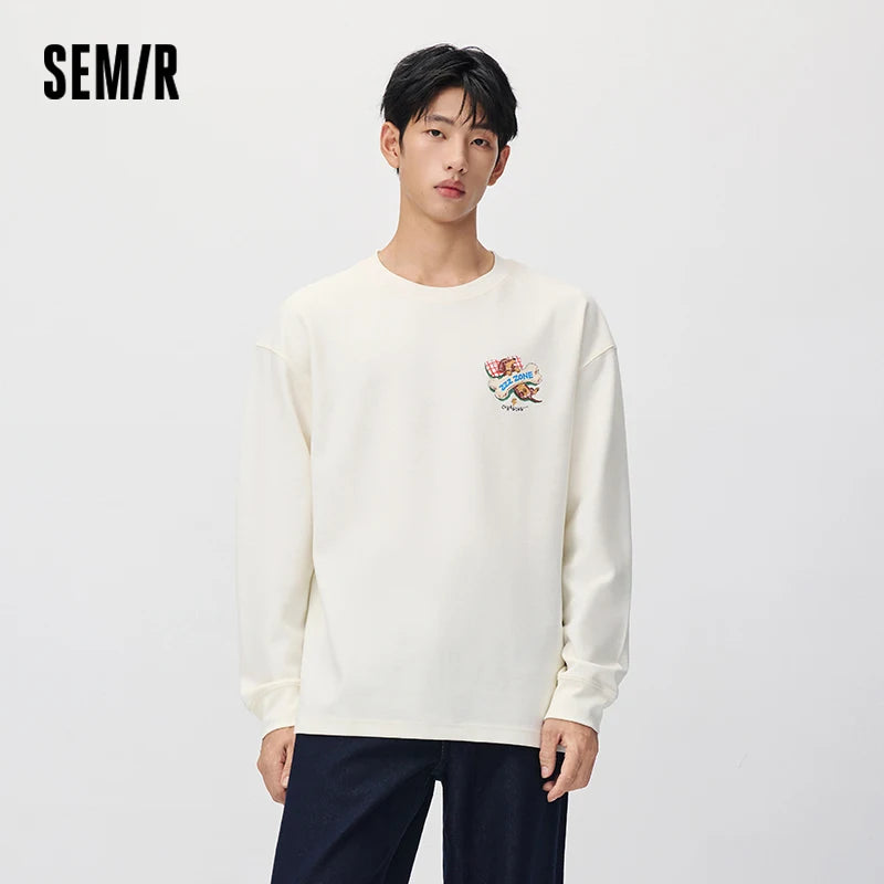 អាវយឺតប៉ាក់ Semir សម្រាប់បុរស រចនាបថសត្វចិញ្ចឹម រចនាបថឆ្កែ កមូល រលុង ឆ្នាំ២០២៦ សម្លៀកបំពាក់ប្រចាំថ្ងៃរដូវរងាថ្មី រចនាបថធម្មតាសម្រាប់ទីក្រុង