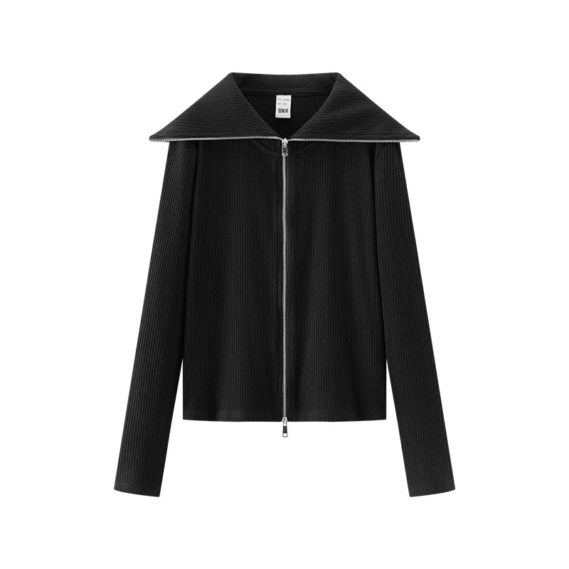 Semir Women Jacket Large Lapel Slim Short Minimal Smart Casual Style Autumn Lightweight Outerwear Daily Wear 2026