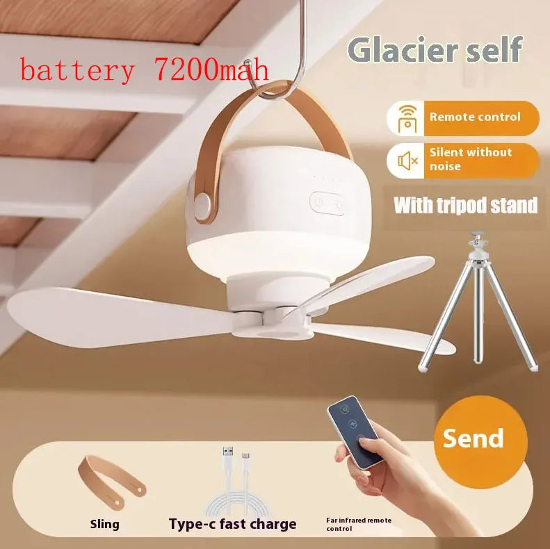 កង្ហារពិដានចល័ត LED ដែលអាចសាកបាន កង្ហារអគ្គិសនី LED ចង្កៀងរាត្រី ចង្កៀងផ្ទះ ក្រៅផ្ទះ បោះតង់ ព្យួរ ភ្លើងកង្ហារ ជាមួយឧបករណ៍បញ្ជាពីចម្ងាយ