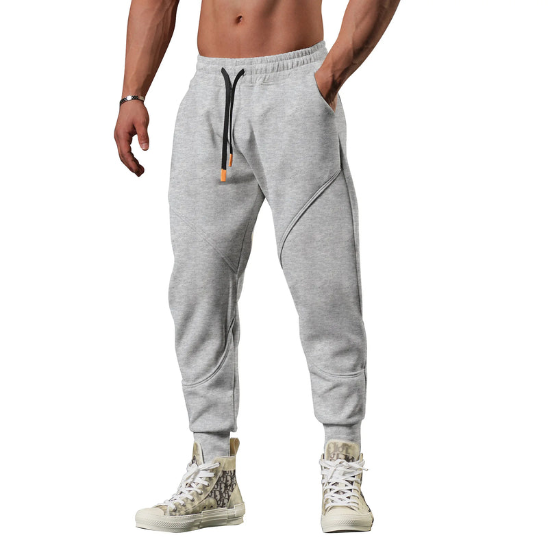 2026 New Winter Men Cuffed Sports Pants, Fashionable Loose-fitting Sweatpants, Black and Gray Color-blocked Casual Trousers