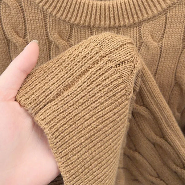 Men's Vintage Cable Knit Short Sleeve Sweater 100% Cotton Casual Crew Neck Pullover
