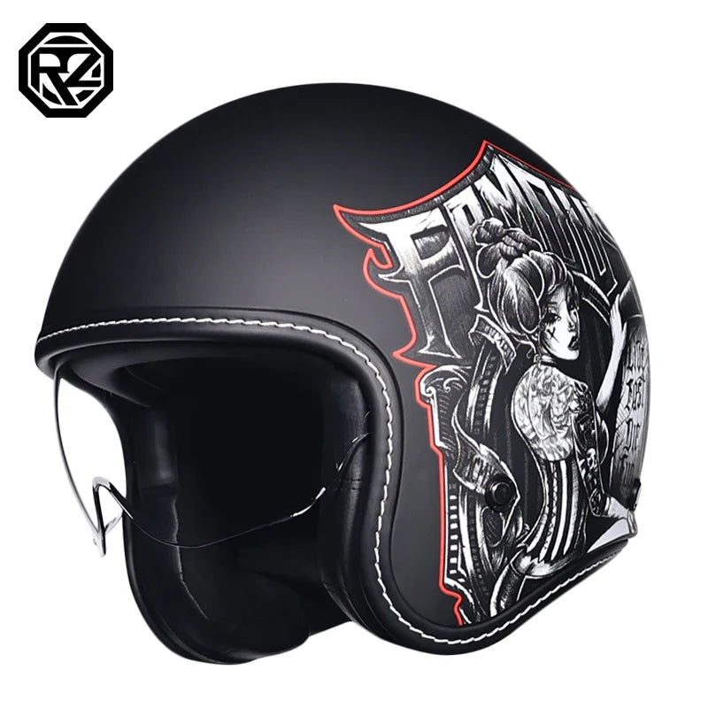 ORZ Latest 3/4 Retro Motorcycle Helmet Cascos Para Motos Four Seasons Commuter Men's and Women's Half Helmets Capacetes de Moto