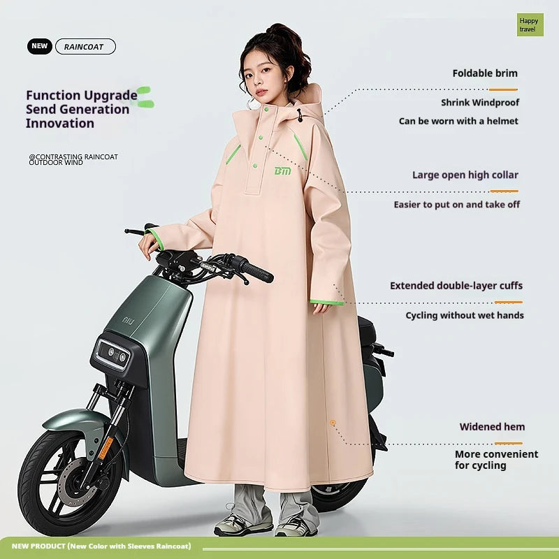 អាវភ្លៀង Poncho សម្រាប់ជិះម៉ូតូ ការពារភ្លៀងធ្លាក់ខ្លាំង ក្រាស់ពេញរាងកាយ រថយន្តប្រើថ្មអគ្គិសនី