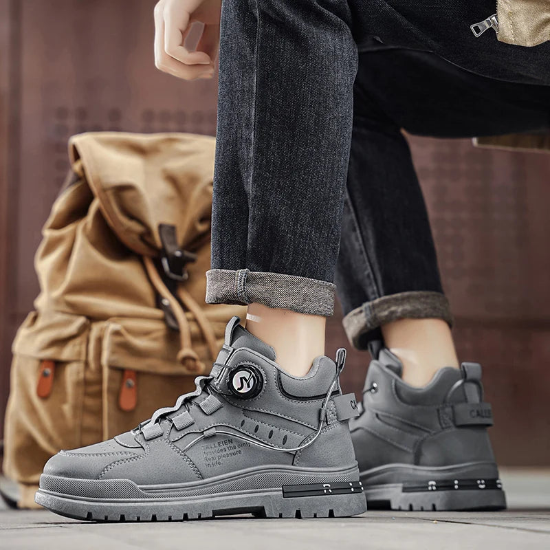 Men's boots four seasons new high-top breathable light soft-sole anti-slip work boots fashion Joker outdoor sports walking shoes