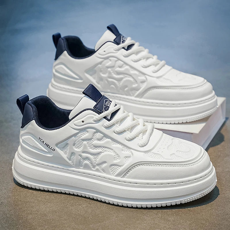 Men's flat casual shoes four seasons breathable light thick-sole non-slip comfort outdoor running sneakers fashion walking shoes