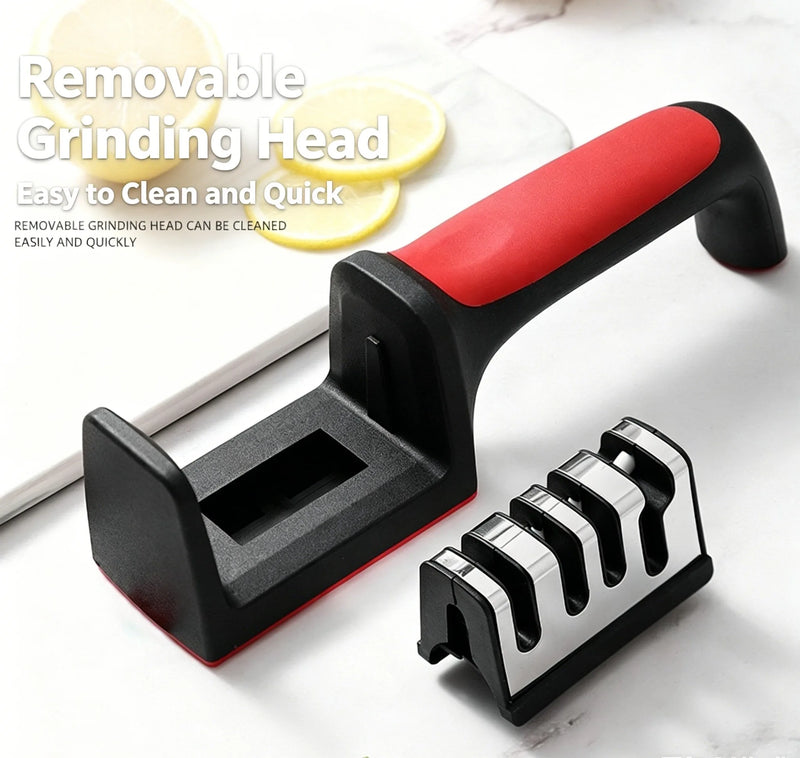 The Four-Stage Professional Knife Sharpener Is Equipped With Tungsten Steel Diamond and Ceramic Grinding Stones - Featuring a St