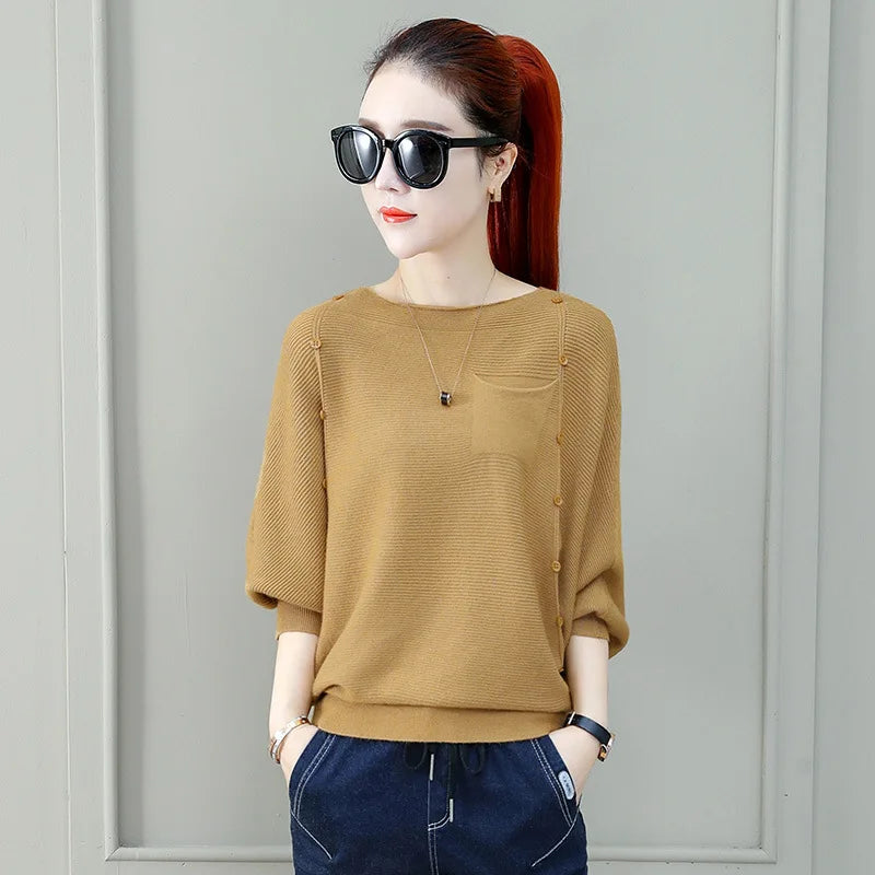Loose Female Pullover Jumper Long-sleeved Knitted Sweater Women's New Bottoming Shirt Spring Autumn Winter Top Pull Femme