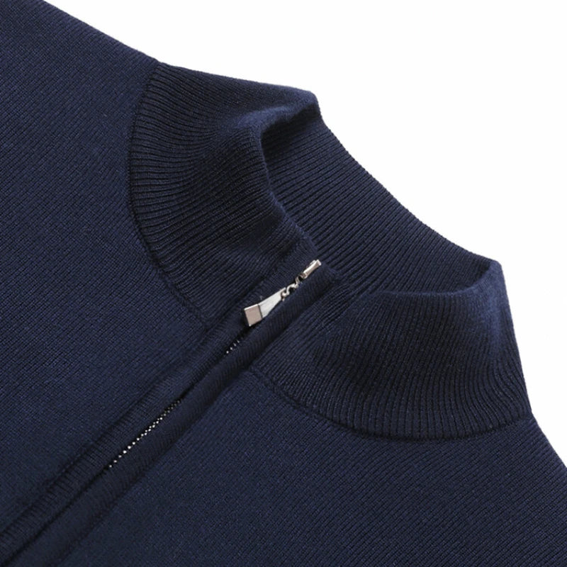 Autumn & Winter Men's Long-Sleeved Sweater,  Half Turtleneck Pullover Wool-like Business Casual Top, Half Zip Pullover