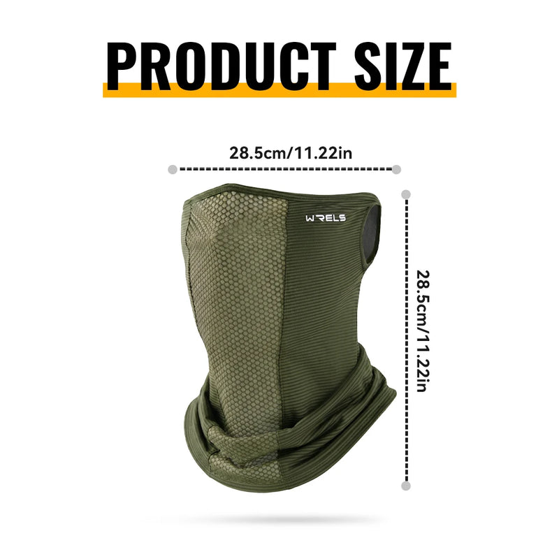 WRELS Neck Gaiter UV Protection Face Mask UPF 50+ Cooling Ear Hook Scarf Bandana Summer Cycling Fishing Outdoor Tactical Mask
